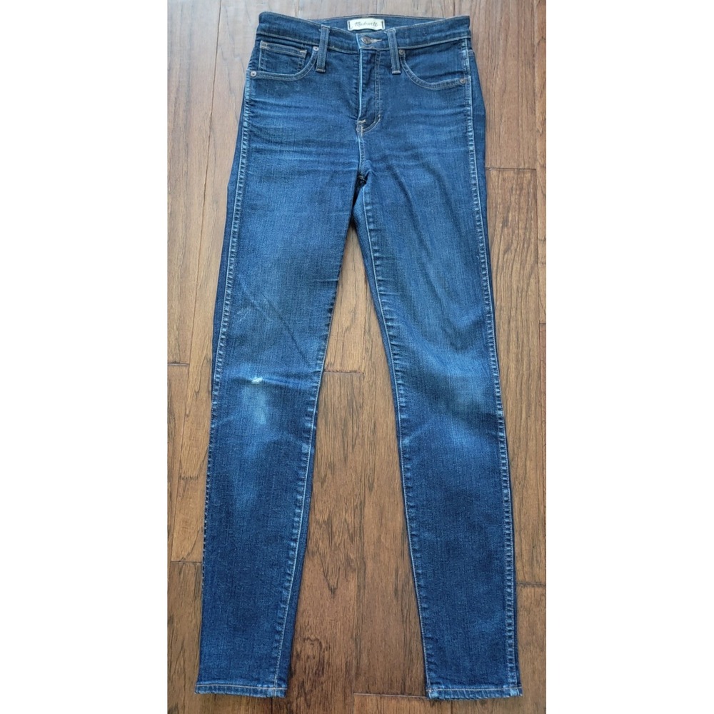 Madewell Women's High Rise Petite Skinny Medium Wash Blue Stretch Jeana Sz 25x29